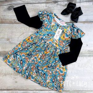 Pete + Lucy Paisley Swirl Layered Look Dress - 12-18 months
